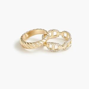 J.Crew Crystal Chain & Textured Band Rings Set, 9, Gold
